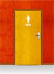 Sign of public toilets WC on wooden door