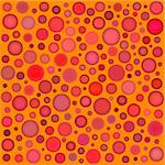 abstract bubble sphere pattern in multiple red on orange