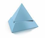 3d pyramid, blue tone, two levels over white background, layers are shifted