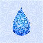 Abstract Hand Drawn Seamless Pattern with Water Drop.  Vector Illustration