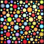 glossy abstract sphere bubble pattern in multiple color on black