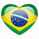 Vector - Brazil Flag Heart Glossy Button