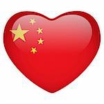 Vector - China Flag Heart Glossy Button