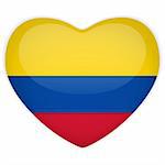 Vector - Colombia Flag Heart Glossy Button