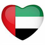 Vector - Emirates Flag Heart Glossy Button