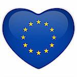 Vector - Europe Flag Heart Glossy Button
