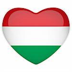Vector - Hungary Flag Heart Glossy Button