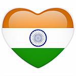 Vector - India Flag Heart Glossy Button