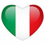 Vector - Italy Flag Heart Glossy Button