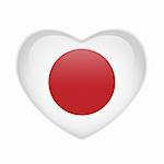 Vector - Japan Flag Heart Glossy Button