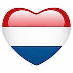 Vector - Netherlands Flag Heart Glossy Button