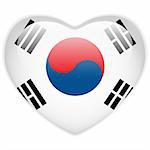 Vector - South Korea Flag Heart Glossy Button
