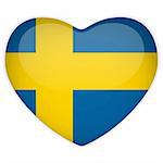 Vector - Sweden Flag Heart Glossy Button