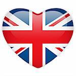 Vector - United Kingdom Flag Heart Glossy Button