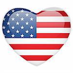 Vector - United States Flag Heart Glossy Button