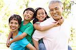 Portrait Of Grandparents With Grandchildren In Park