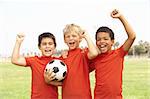 Young Girls In Football Team Celebrating