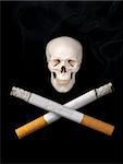 Two cigarettes replace the usual crossbones symbolizing the dangers of smoking.