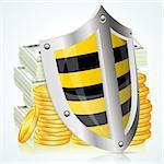 Business concept - Shield protects Money, vector illustration