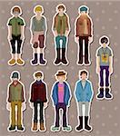 cartoon charming young man stickers