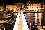 Dalmatian city of Zadar harbor pedestrian bridge at night