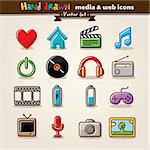 Vector Hand Drawn Media And Entertainment Web Icons