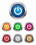 Collection of power buttons in various colors