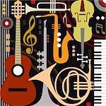 Abstract colored music instruments, full scalable vector graphic, change the colors as you like.