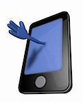smartphone with blue hand on display - 3d illustration