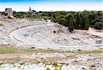 The old stone amphitheater in Syracuse Sicily