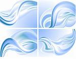 Abstract Blue wave backrounds (set)