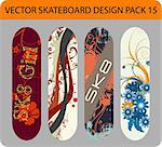 Full editable vector pack with four skateboard designs