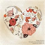 Vintage heart shape. St. Valentine's greeting card