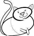 cartoon doodle illustration of cat or kitten for coloring book