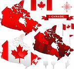 Canada, map with flag, with clipping path. 3d illustration, isolated on white