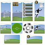 Soccer  stationary template - brochure design, CD cover design and business card design in one package and fully editable.