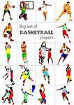 Big set of Basketball players. Vector illustration