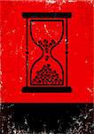 Red and black poster with hourglass and skulls