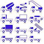 Set of vector icons - transportation symbols.  Cars, vehicles. Car body.