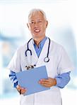 Asian senior male doctor portrait in hospital
