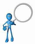 blue guy with magnifying glass - 3d illustration