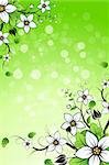 Green Modern Flowers Background with Sparkles in Back