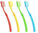 Set of 4 color toothbrushes.