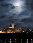 May 5, 2012: Super moon over the canadian Parliament at night.