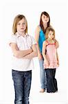 Group Of Girls Together In Studio Looking Unhappy