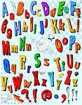 Comic book alphabet. Letters  from A to Z