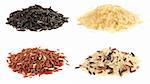 Various kinds of rice on white background