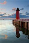 Image of the Milwaukee Lighthouse at sunrise.
