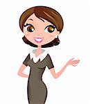Brunette business woman showing something. Vector