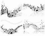 Vector musical notes staff background set for design use